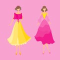 Pink yellow dress for twins girl