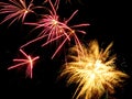 Pink and yellow fireworks Royalty Free Stock Photo