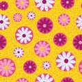 Pink and yellow floral seamless vector pattern