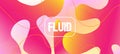 Pink Yellow Fluid Vector Banner. Iridescent Geometric Web Design. Liquid