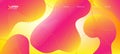 Pink Yellow Fluid Vector Banner. Iridescent Geometric Web Layout. Digital Fluid