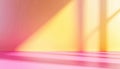 Pink And Yellow Gradient Studio Wall Room Design For Product Presentation With Shadows Royalty Free Stock Photo