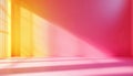 Pink And Yellow Gradient Studio Wall Room For Product Presentation With Shadows On The Display Royalty Free Stock Photo