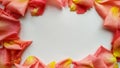 Pink and yellow rose petals frame Royalty Free Stock Photo