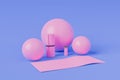 pink yoga equipment on a blue background