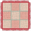 Pink yoga mat with fringe. Square rug in the cage Royalty Free Stock Photo