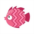 Pink Zigzag Pattern Fantastic Colorful Aquarium Fish, Tropical Reef Aquatic Animal