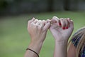 Pinkie Promise linked fingers Royalty Free Stock Photo