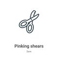 Pinking shears outline vector icon. Thin line black pinking shears icon, flat vector simple element illustration from editable sew Royalty Free Stock Photo