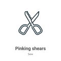 Pinking shears outline vector icon. Thin line black pinking shears icon, flat vector simple element illustration from editable sew Royalty Free Stock Photo