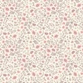 Seamless floral pattern in pink, grayish purple and cream Royalty Free Stock Photo