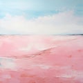 Sand Sea Pink: A Calming And Introspective Minimalism Seascape Abstract