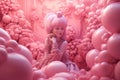 Pinks barbiecore bubble fun. Generate Ai Royalty Free Stock Photo