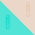 Pinks and one blue pencils on yellow background. flat lay Royalty Free Stock Photo