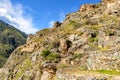 Pinkuylluna archeological site above the city of Ollantaytambo in Peru Royalty Free Stock Photo