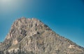 Pinkuylluna, ruins of ancient Inca storehouses located on mountains, Sacred Valley, Ollantaytambo, Peru Royalty Free Stock Photo