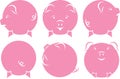 Pinky pig cartoon illustration set