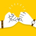 Pinky swear hands promise vector on yellow background