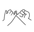 Pinky swear promise flat design line icon