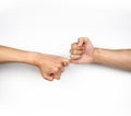 Pinky swear, promise hand gesture on white background Royalty Free Stock Photo