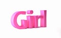 Girl Pink word. 3D Render Illustration