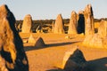 The Pinnacle Desert at sunset, limestone formations at Nambung National Park, Cervantes, Western Australia Royalty Free Stock Photo