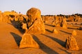 The Pinnacle Desert at sunset, limestone formations at Nambung National Park, Cervantes, Western Australia Royalty Free Stock Photo