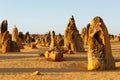 The Pinnacle Desert at sunset, limestone formations at Nambung National Park, Cervantes, Western Australia Royalty Free Stock Photo