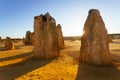 The Pinnacle Desert at sunset, limestone formations at Nambung National Park, Cervantes, Western Australia Royalty Free Stock Photo