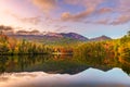 Table Rock Mountain, Pickens, SC lake view in autumn at dusk Royalty Free Stock Photo