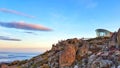 Pinnacle Observation Shelter at the summit of Mt. Wellington, Tasmania, Australia. Royalty Free Stock Photo
