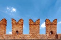 pinnacle of old bridge in Verona over Adige river - Castelvecchio Royalty Free Stock Photo