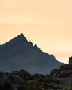 Pinnacle Ridge on Sgurr nan Gillean at sunset Royalty Free Stock Photo