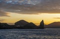 Pinnacle Rock Silhouette at Sunset, Galapagos Royalty Free Stock Photo