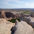 Pinnacles Overlook in Badland national park during summer. From grassland to valley. Badland landscape South Dakota Royalty Free Stock Photo