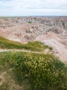 Pinnacles Overlook in Badland national park during summer. From grassland to valley. Badland landscape South Dakota Royalty Free Stock Photo