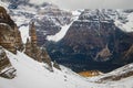 Pinnacles in Sentinel pass in Banff national park, Canada Royalty Free Stock Photo