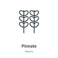 Pinnate outline vector icon. Thin line black pinnate icon, flat vector simple element illustration from editable nature concept Royalty Free Stock Photo