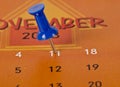 Pinned date on a calendar Royalty Free Stock Photo