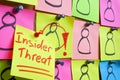Pinned figures and a sticker with the words insider threat.