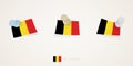 Pinned flag of Belgium in different shapes with twisted corners. Vector pushpins top view Royalty Free Stock Photo