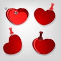 Pinned hearts set Royalty Free Stock Photo