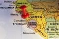 Pinned map Freetown, Sierra Leone Royalty Free Stock Photo