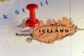 Pinned map of Reykjavik Iceland