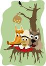 Pinocchio illustration with cat and fox