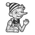 Pinocchio novel character sketch vector