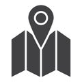 Pinpoint on map glyph icon, geolocation Royalty Free Stock Photo