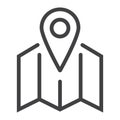 Pinpoint on map line icon, geolocation