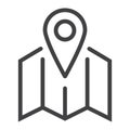 Pinpoint on map line icon, geolocation Royalty Free Stock Photo