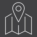 Pinpoint on map line icon, geolocation Royalty Free Stock Photo